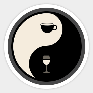 Yin Yang coffee and wine Sticker